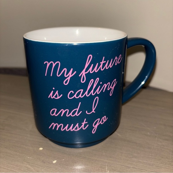 “My future is calling and I must go” Blue and Pink Ceramic Mug - Picture 6 of 8